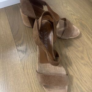 Pedro Garcia Warin Brown Hazelnut Suede Block Heel Sandals Women EU 36 US 6